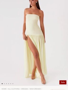 Peppermayo Yellow Strapless Maxi Dress